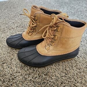 Women's Tan and Black Boots